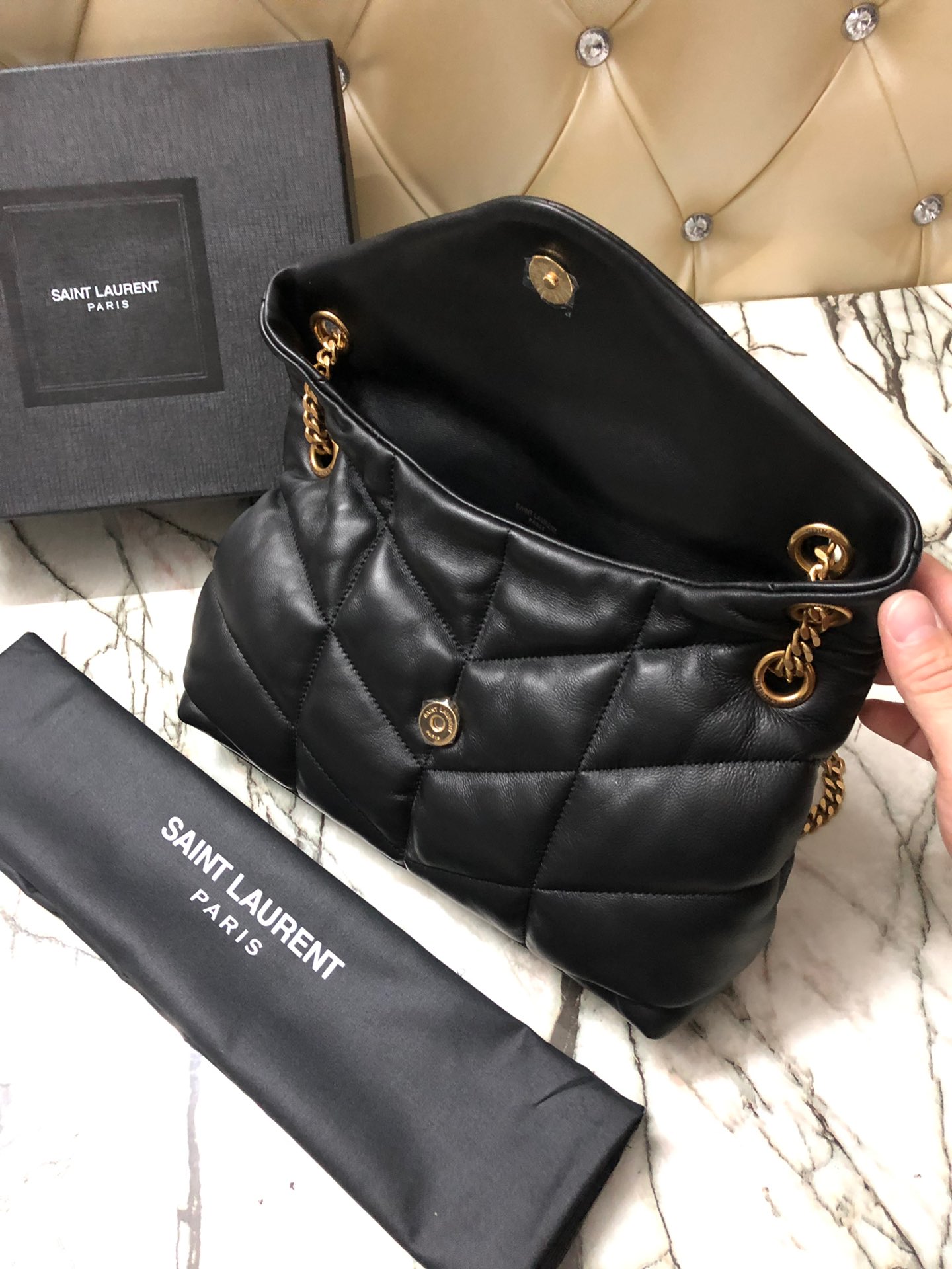 Y51 puffer small bag in quilted lambskin black 5774761 29 x 17 x 11 cm
