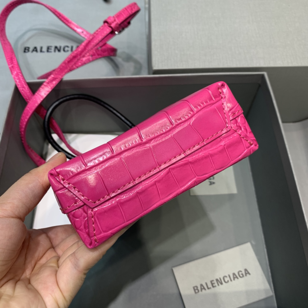 Ba1en*iaga shopping phone holder croc-effect leather bag in fuchsia 12 x 4.5 x 18 cm