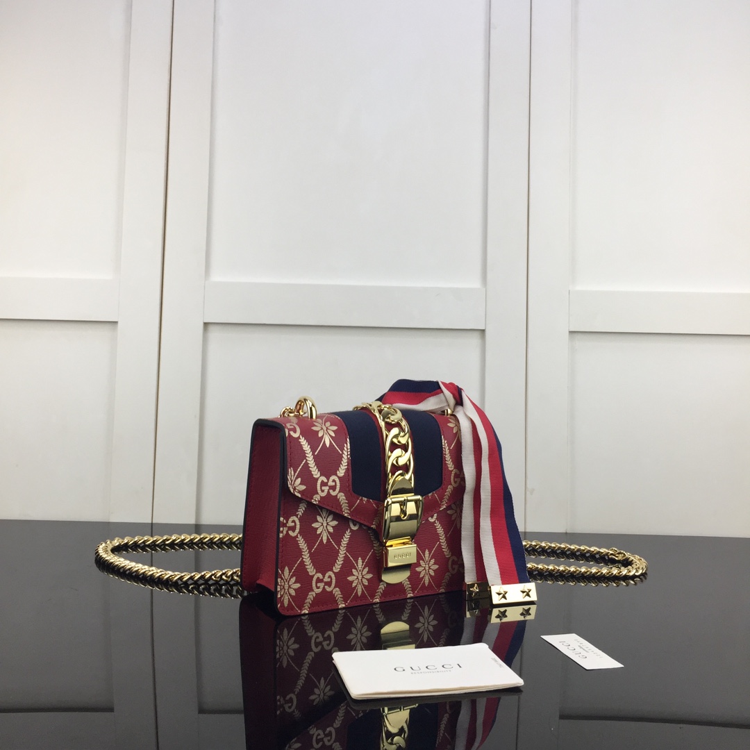 Gvc*1 mini sylvie chain bag red leather 431666 19 x 14 x 7.5 cm