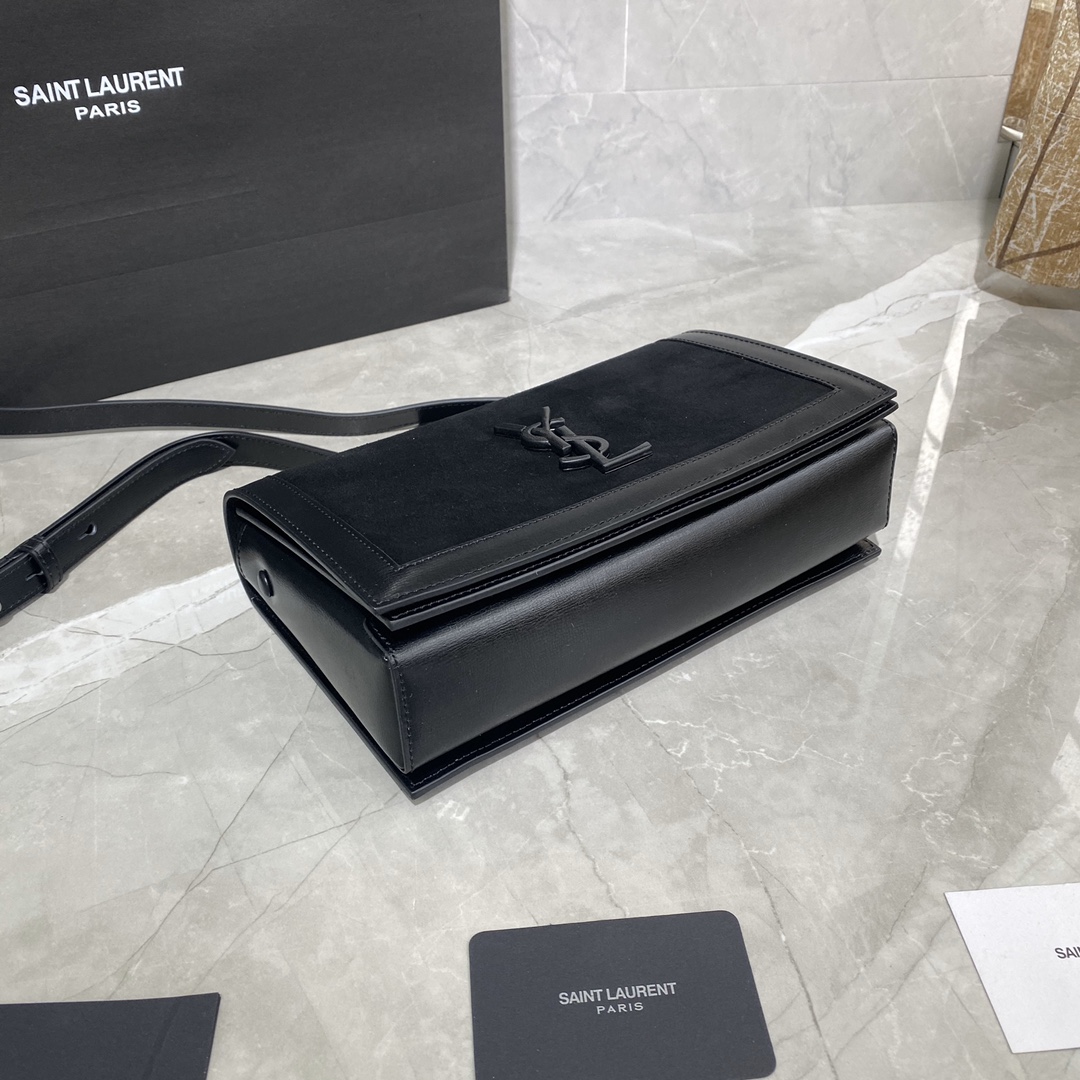 Y51 book bag in suede and smooth leather black 532756 24 × 14 × 8 cm