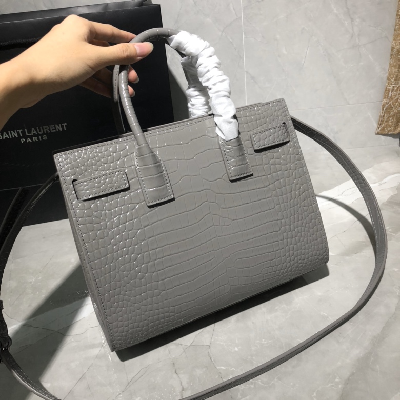 Y51 classic sac de jour baby in crocodile embossed matte leather grey 421863 26 x 20.5 x 12.5 cm