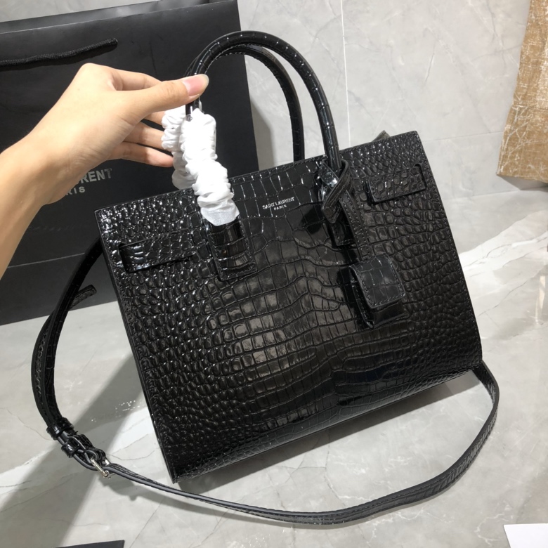 Y51 classic sac de jour baby in crocodile embossed matte leather black 421863 26 x 20.5 x 12.5 cm