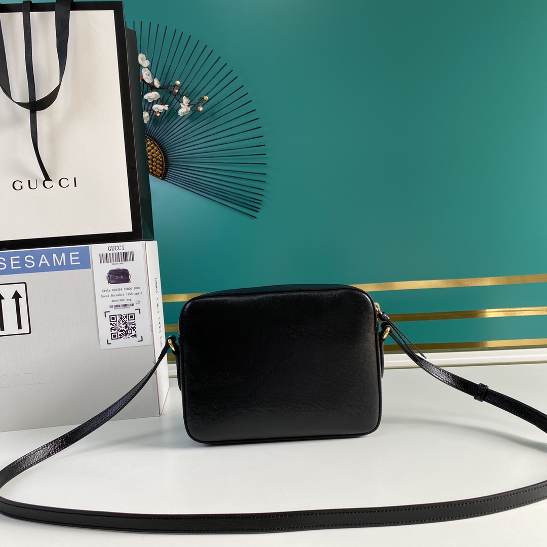 Gvc*1 horsebit 1955 small shoulder bag black leather 645454 22.5 x 17 x 6.5 cm