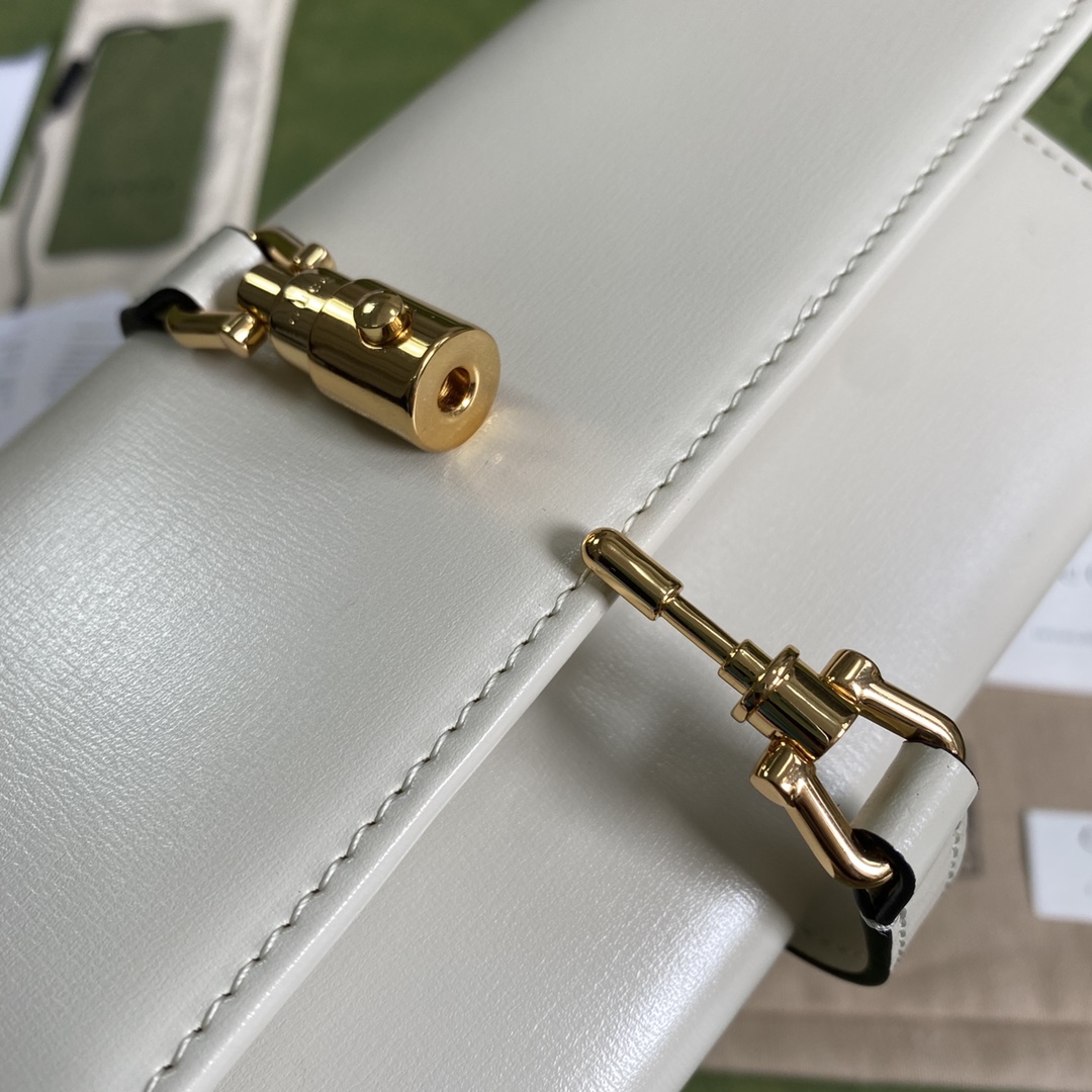 Gvc*1 jackie 1961 chain wallet white leather 652681 19 x 10 x 3.5 cm