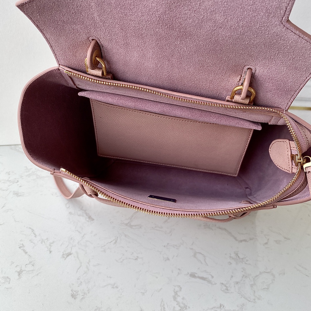 Ce1i*e micro belt bag in grained calfskin vintage pink 189153 24 x 20 x 13 cm
