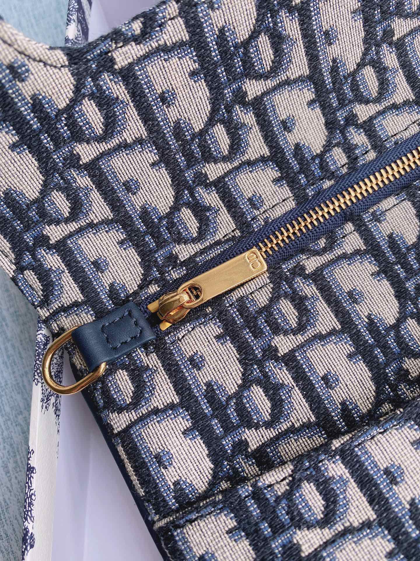 D10r medium double bag blue oblique embroidery 28 x 16.5 x 3 cm