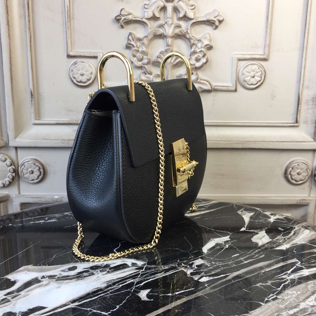 CHLOE MINI DREW Shoulder Bag Black 19 x 7 x 16 cm