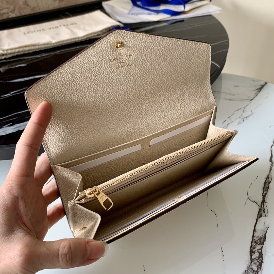 l0vis Vvtt0n sarah wallet monogram empreinte leather cream m68708 19 x 10 x 2 cm