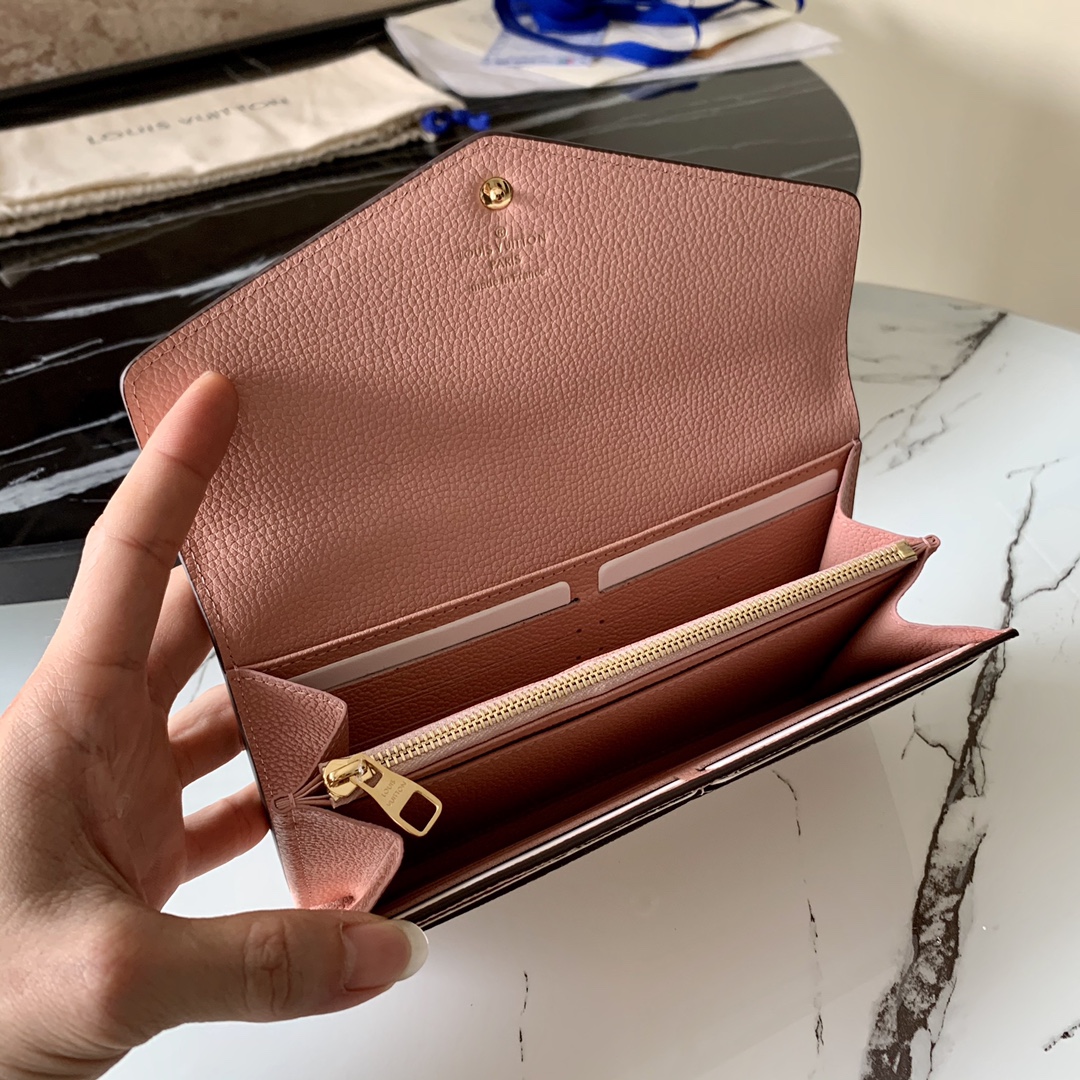 l0vis Vvtt0n sarah wallet monogram empreinte leather rose poudre m64082 19 x 10 x 2 cm