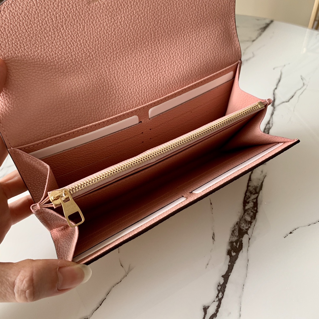 l0vis Vvtt0n sarah wallet monogram empreinte leather rose poudre m64082 19 x 10 x 2 cm