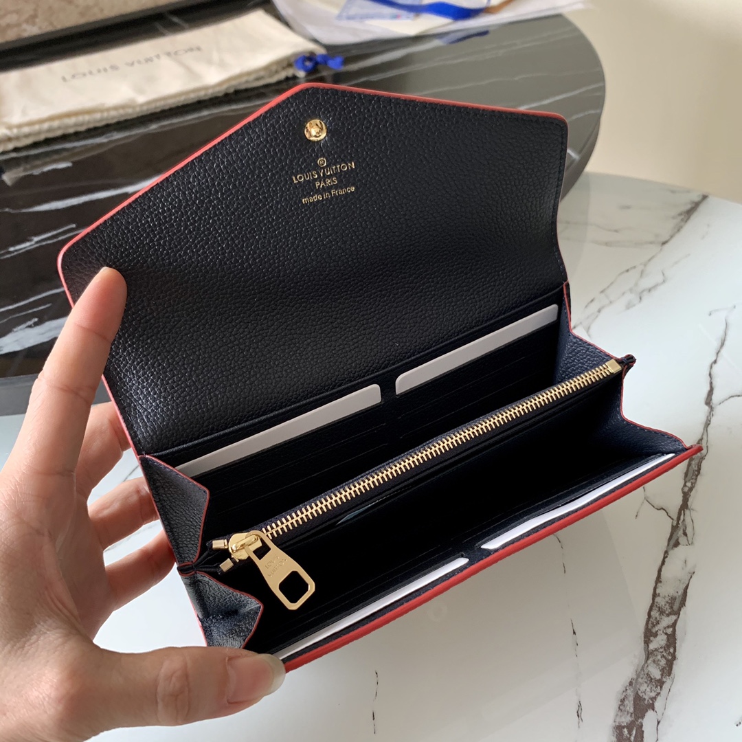 l0vis Vvtt0n sarah wallet monogram empreinte leather marine rouge m62125 19 x 10 x 2 cm