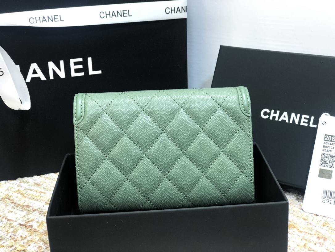 Ch**el wallet cc grain leather seafoam 84447 15 cm