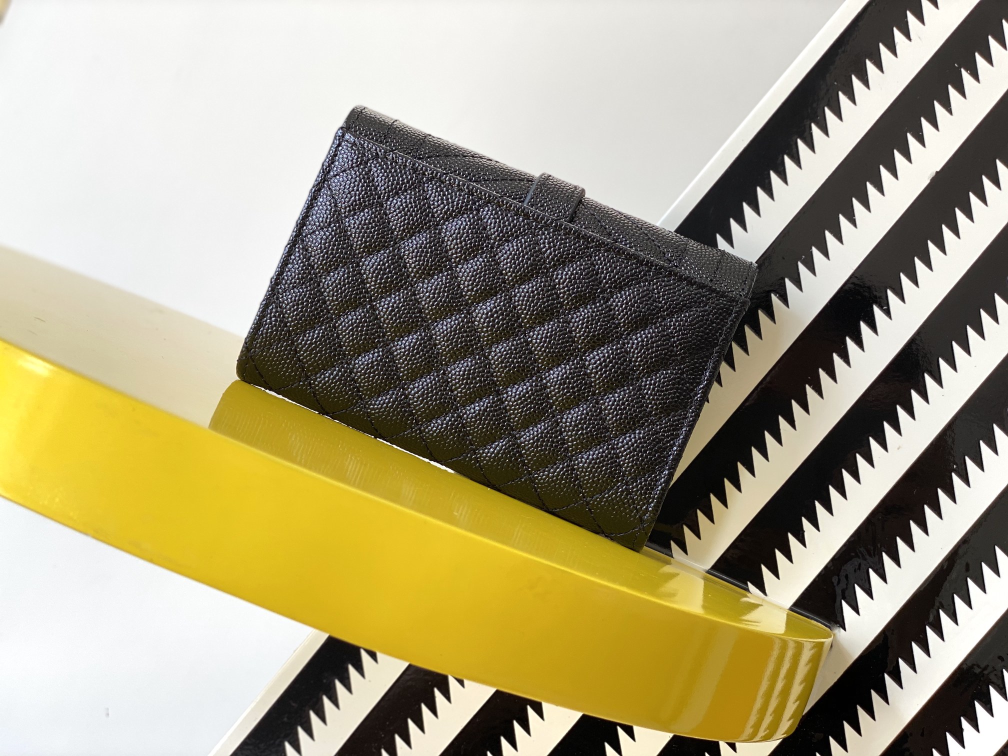 Y51 monogram small envelope wallet in mix quilted grained leather black metal 651026 13,5 x 9,5 x 3 cm