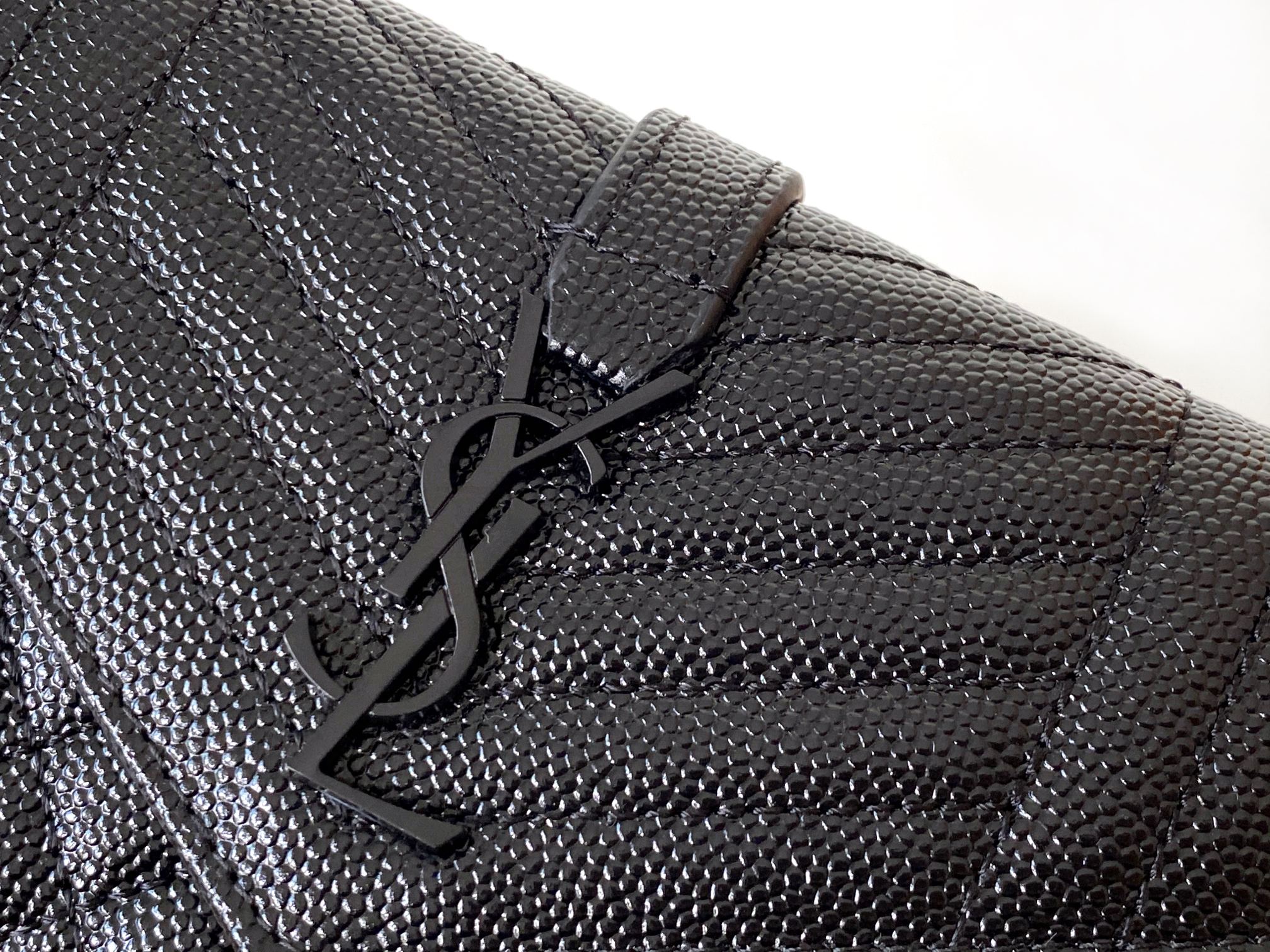 Y51 monogram small envelope wallet in mix quilted grained leather black metal 651026 13,5 x 9,5 x 3 cm