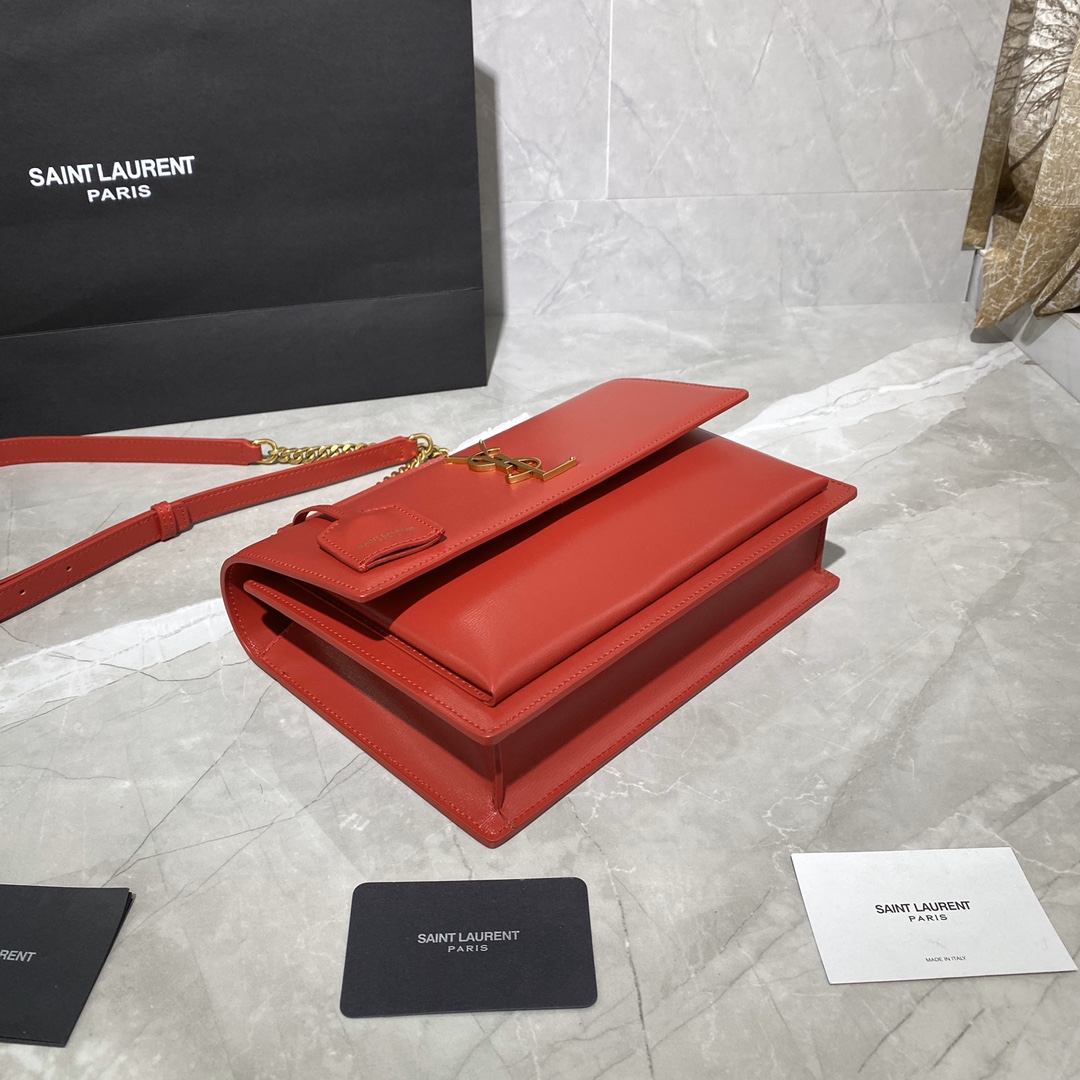 Y51 medium sunset satchel in smooth leather rouge eros 634723 25 x 18 x 5 cm