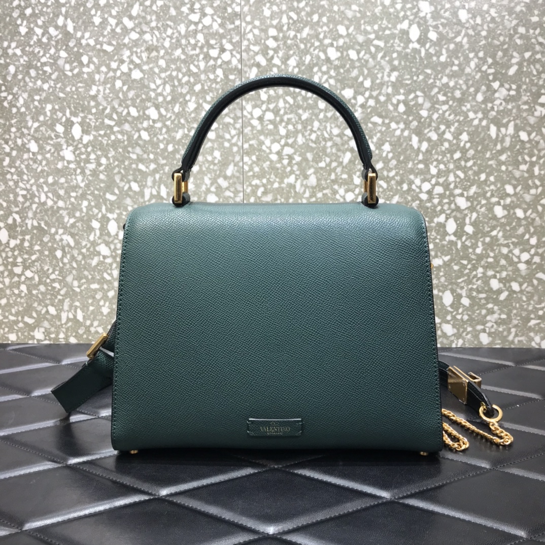 Va1e*ntin0 small vsling grainy calfskin handbag dark green zw2b0f 25.5 x 12 x 19 cm
