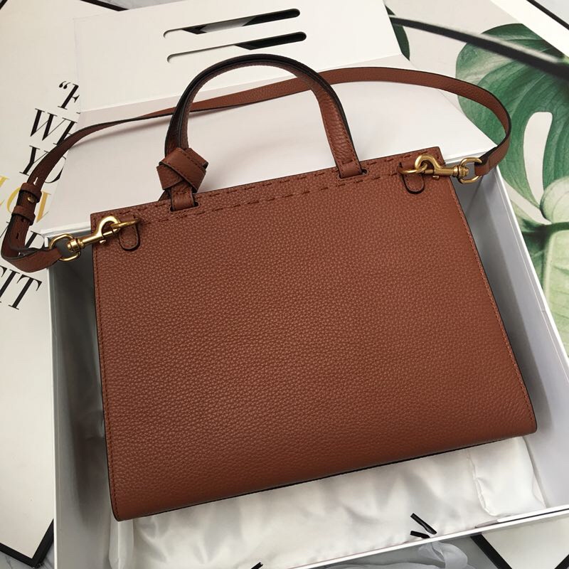 Gvc*1 gg marmont small top handle bag brown leather 421890 31 x 13 x 23 cm