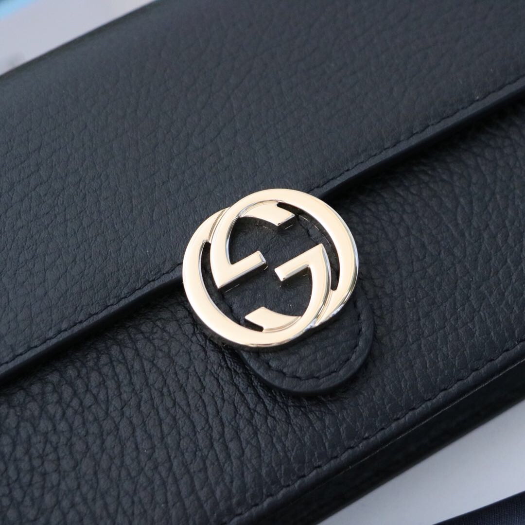 Gvc*1 interlocking wallet on chain black leather 510314 19.5 x 12 x 3.5 cm