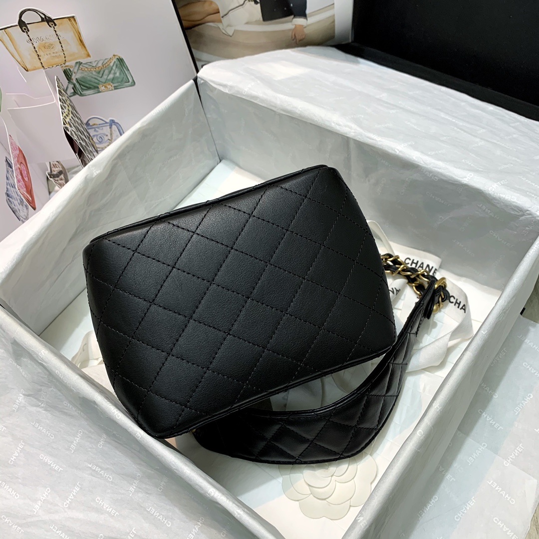 Ch**el strap into bucket bag black as2230 15.5 x 15 x 12.5 cm