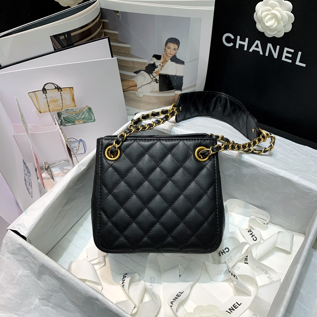 Ch**el strap into bucket bag black as2230 15.5 x 15 x 12.5 cm