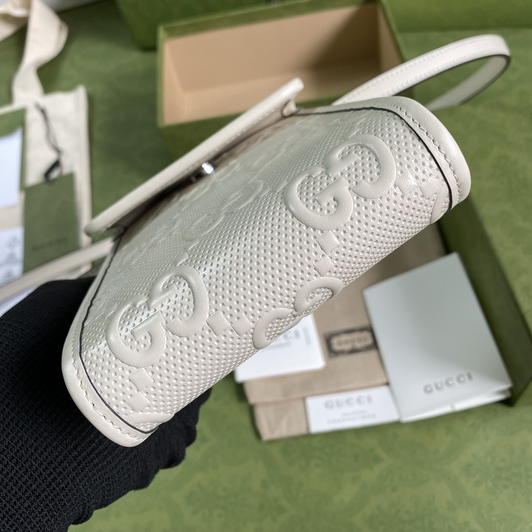 Gvc*1 mini gg embossed bag leather white 625571 11.5 x 18 x 3.5 cm