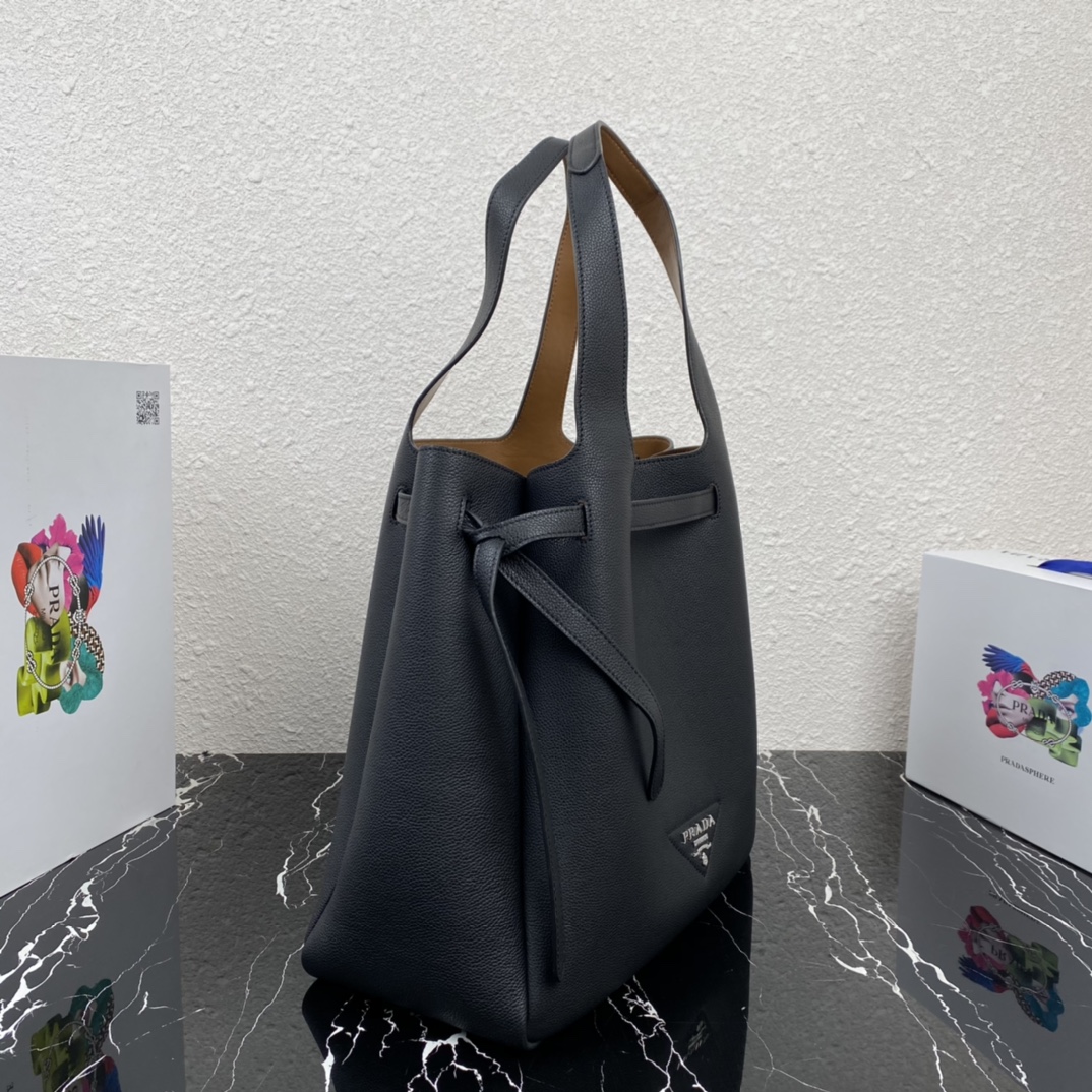 Pra*a leather tote black 1bg339 35 x 34 x 16 cm