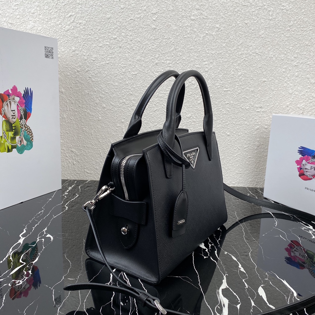 Pra*a saffiano leather kristen handbag black 1ba297 26 x 20 x 3.5 cm