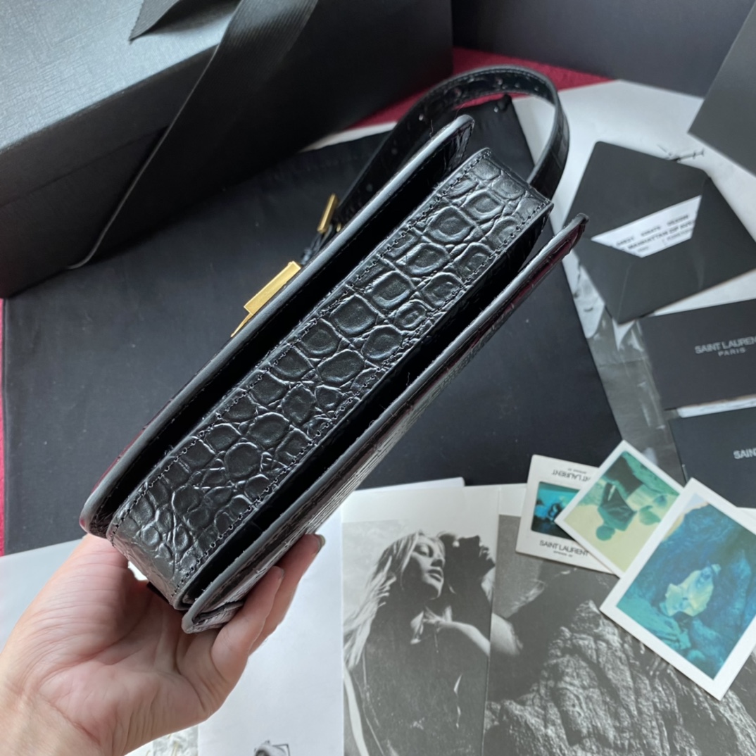 Y51 small solferino satchel in box crocodile leather black 634306 19 x 13 x 5 cm