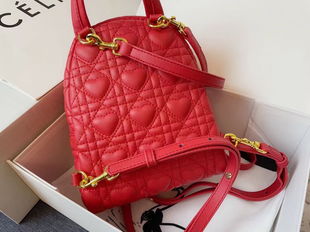 D10r mini D10ramour D10r backpack cannage lambskin with heart motif red m9222 16 x 21 x 8.5 cm