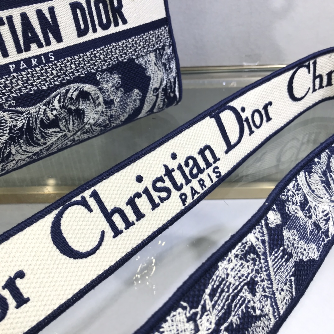 D10r medium lady d-lite bag blue toile de jouy reverse embroidery m0565 23.5 x 20 x 13 cm