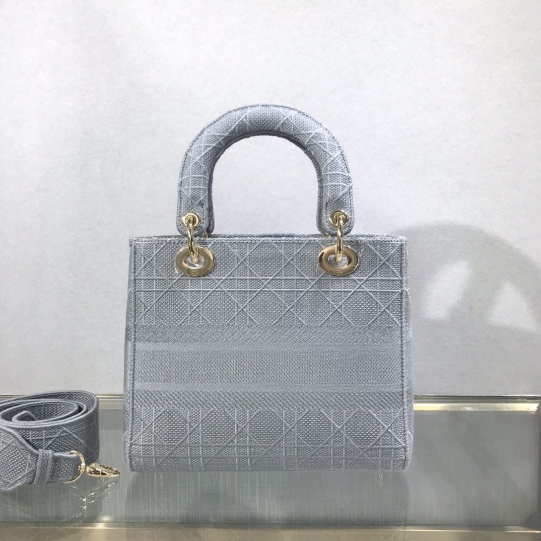 D10r medium lady d-lite bag gray cannage m0565 24 x 20 x 11 cm