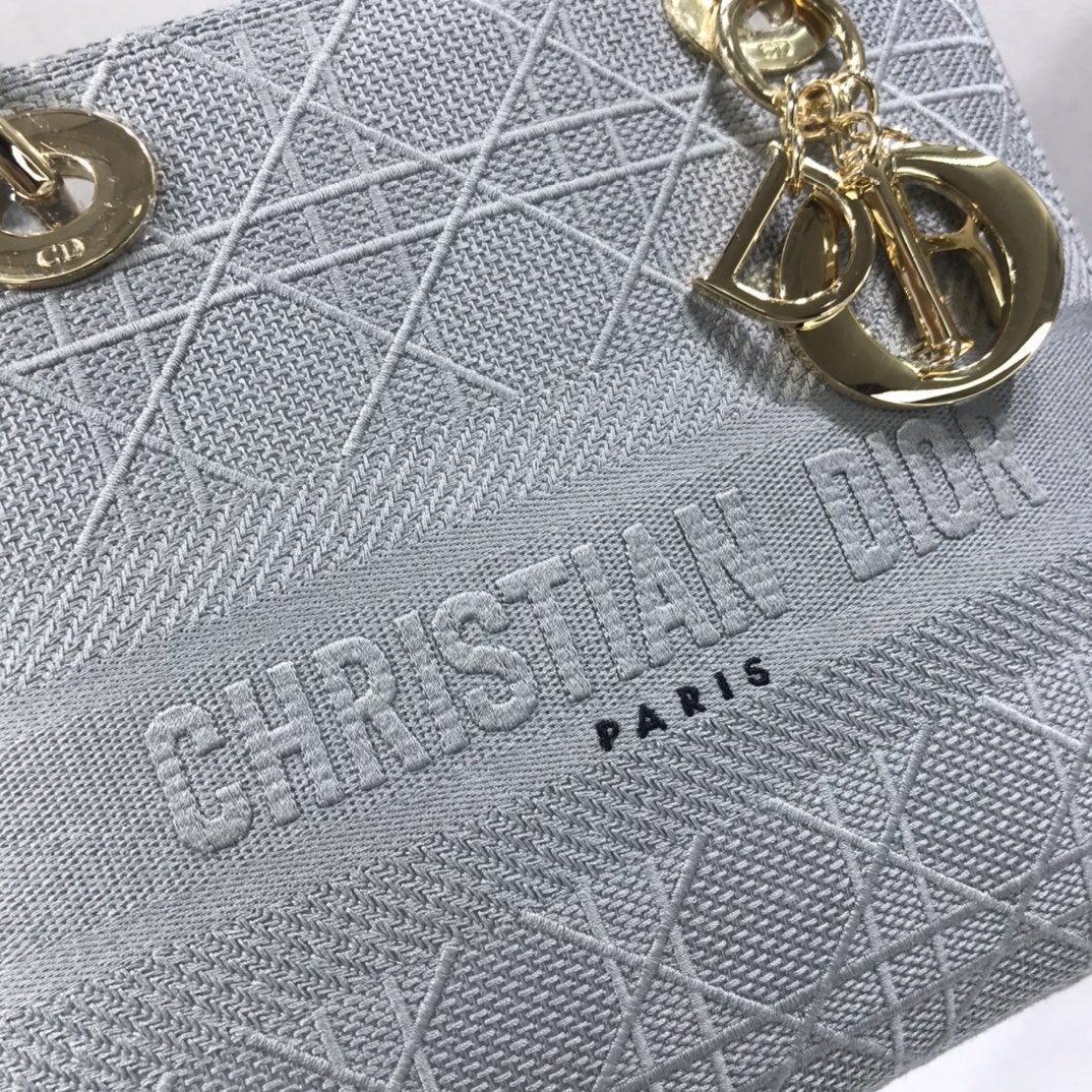 D10r medium lady d-lite bag gray cannage m0565 24 x 20 x 11 cm