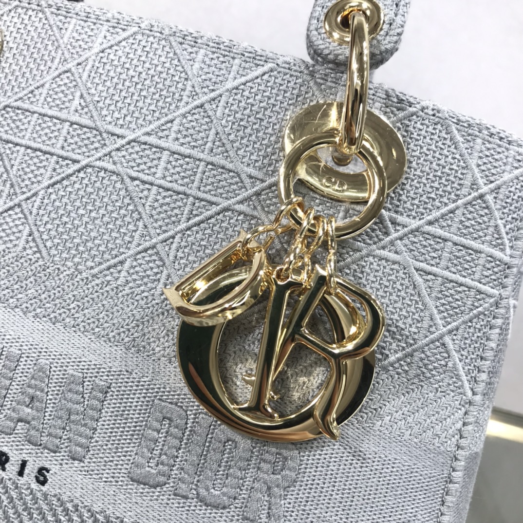 D10r medium lady d-lite bag gray cannage m0565 24 x 20 x 11 cm