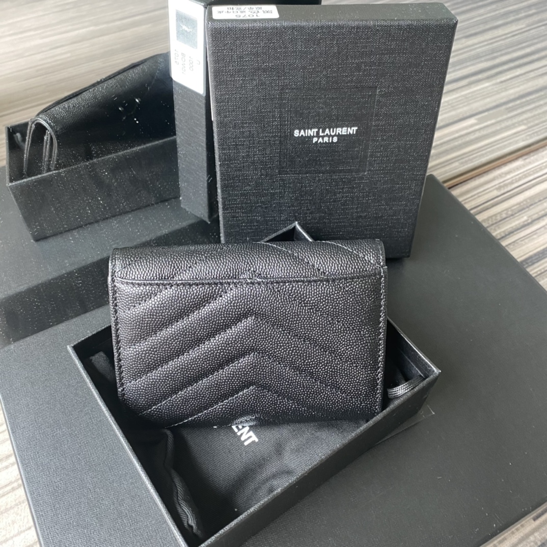 Y51 small monogram envelope wallet in grain de poudre embossed leather black metal 414404 13.5 x 9.5 x 3 cm