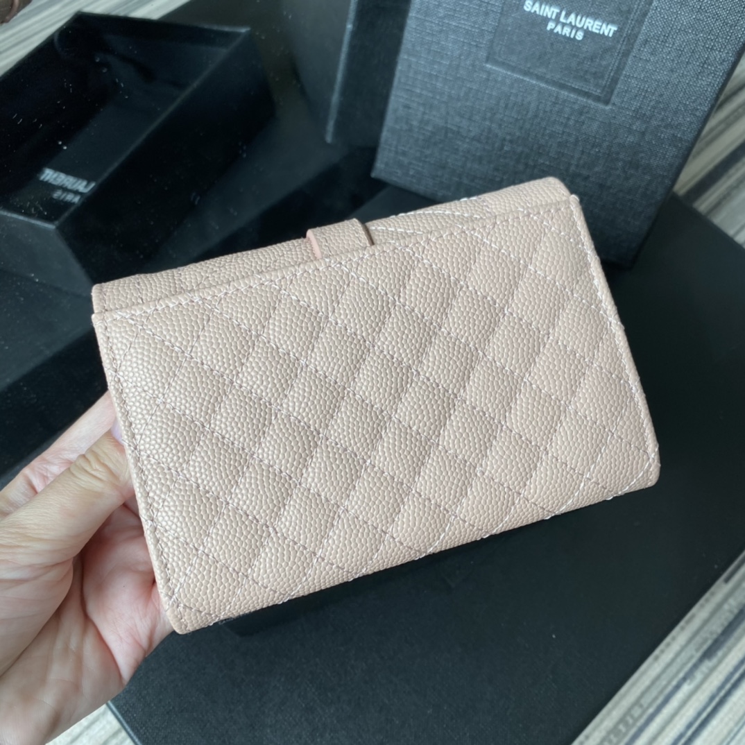 Y51 small monogram envelope wallet in mix matelassÉ grain de poudre embossed leather light pink 651026 13.5 x 9.5 x 3 cm