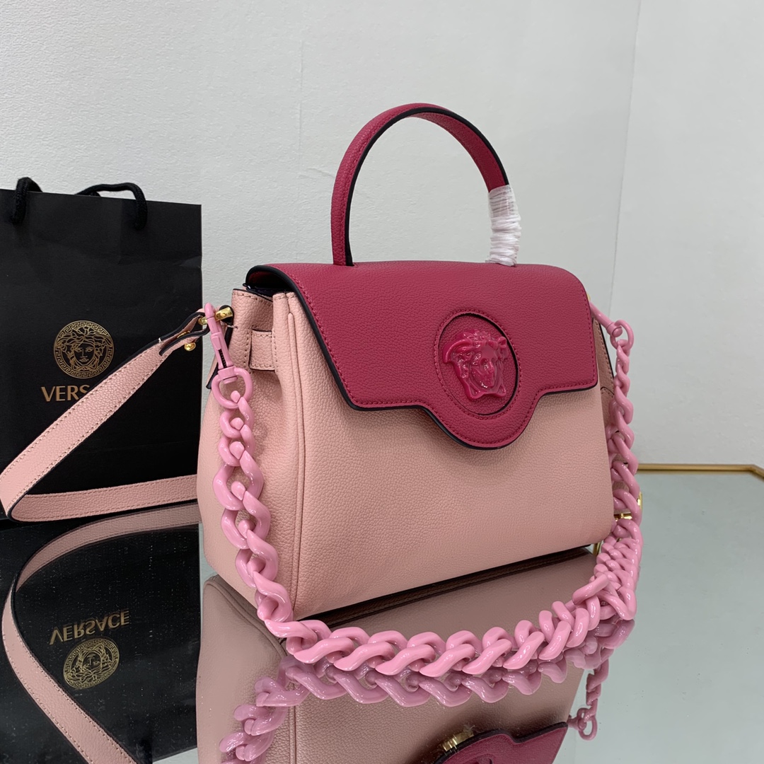 VERSACE MEDIUM LA MEDUSA HANDBAG Dark Pink DBFI039 25 x 15 x 22 cm