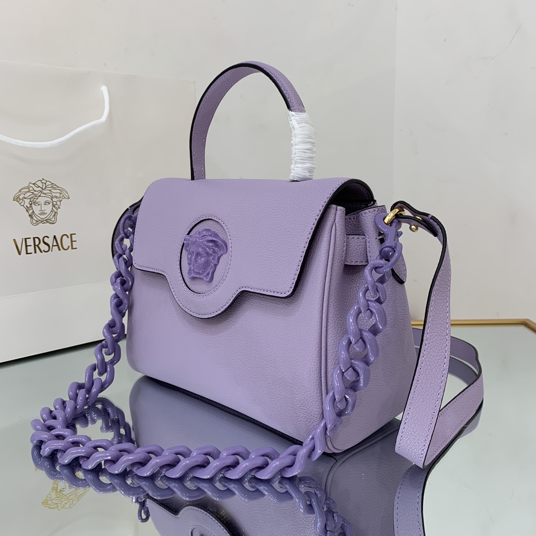 VERSACE MEDIUM LA MEDUSA HANDBAG Lilac DBFI039 25 x 15 x 22 cm