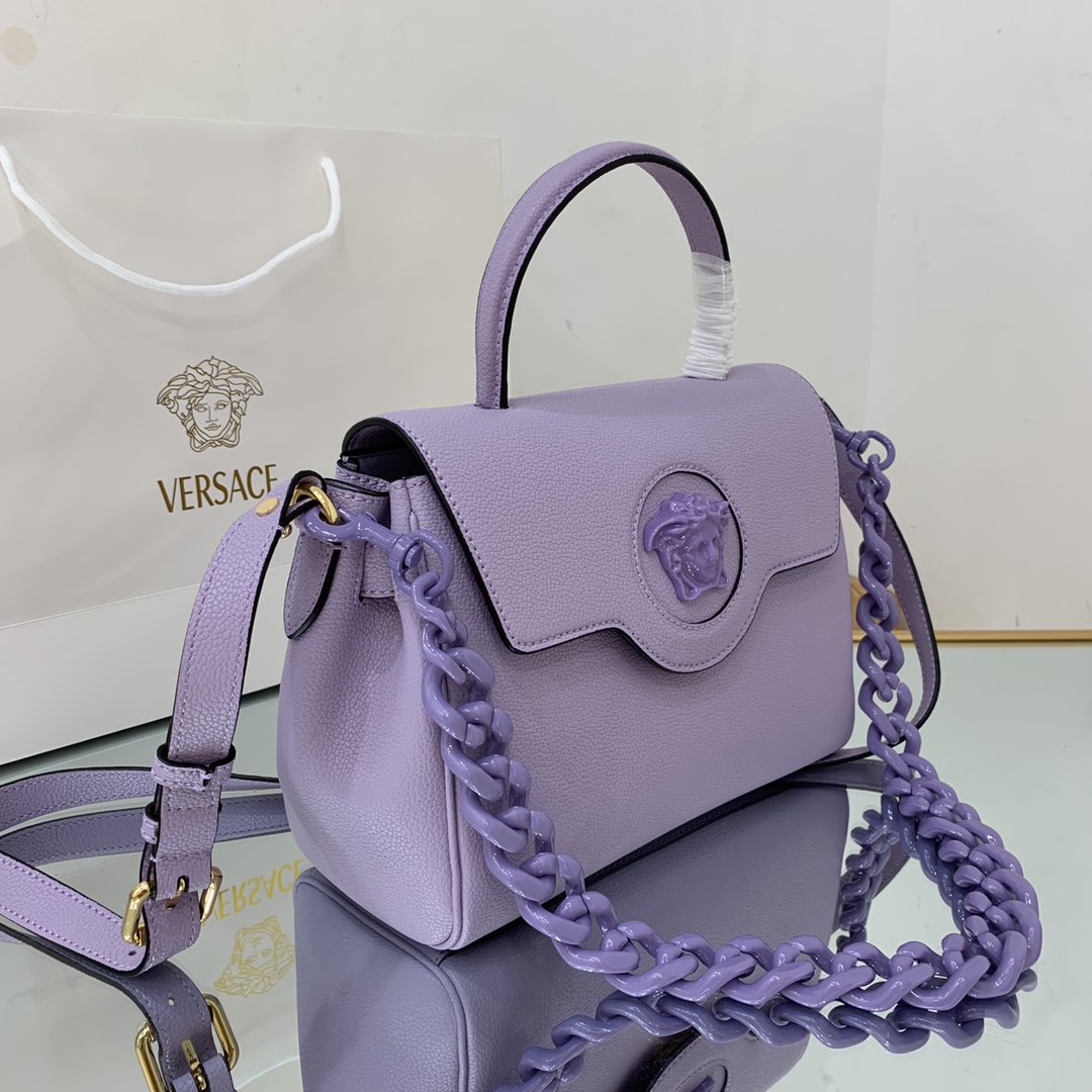 VERSACE MEDIUM LA MEDUSA HANDBAG Lilac DBFI039 25 x 15 x 22 cm