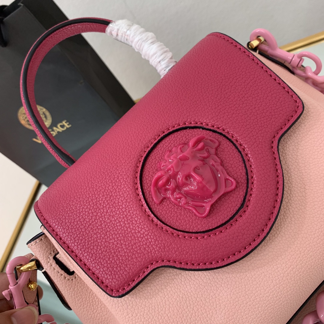 VERSACE SMALL LA MEDUSA HANDBAG Dark Pink DBFI040 20 x 10 x 17 cm