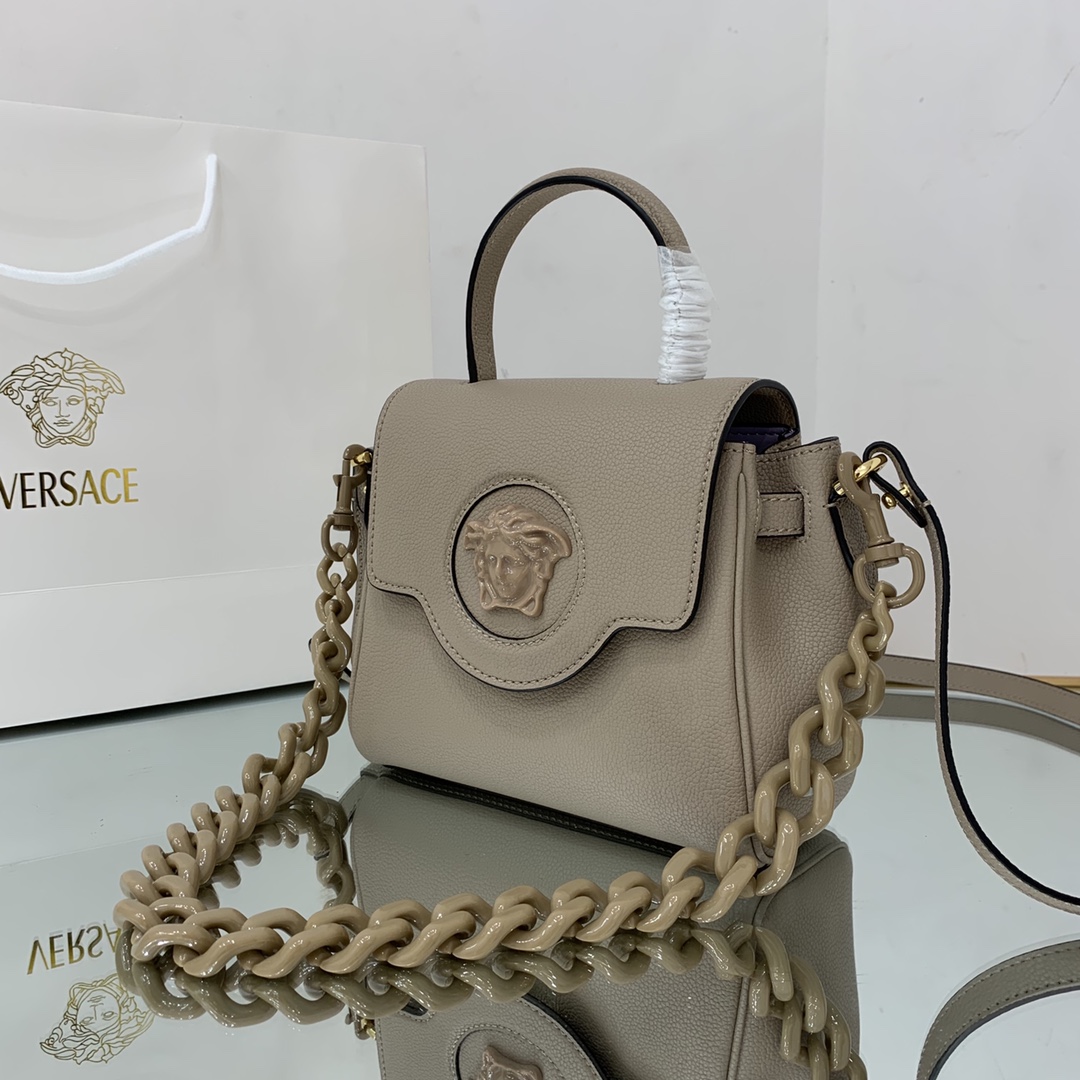 VERSACE SMALL LA MEDUSA HANDBAG Beige DBFI040 20 x 10 x 17 cm
