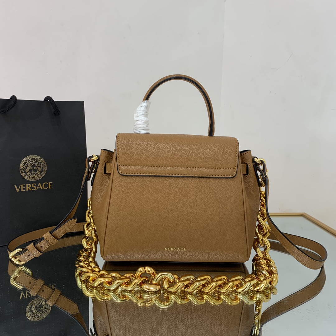 VERSACE SMALL LA MEDUSA HANDBAG Caramel DBFI040 20 x 10 x 17 cm