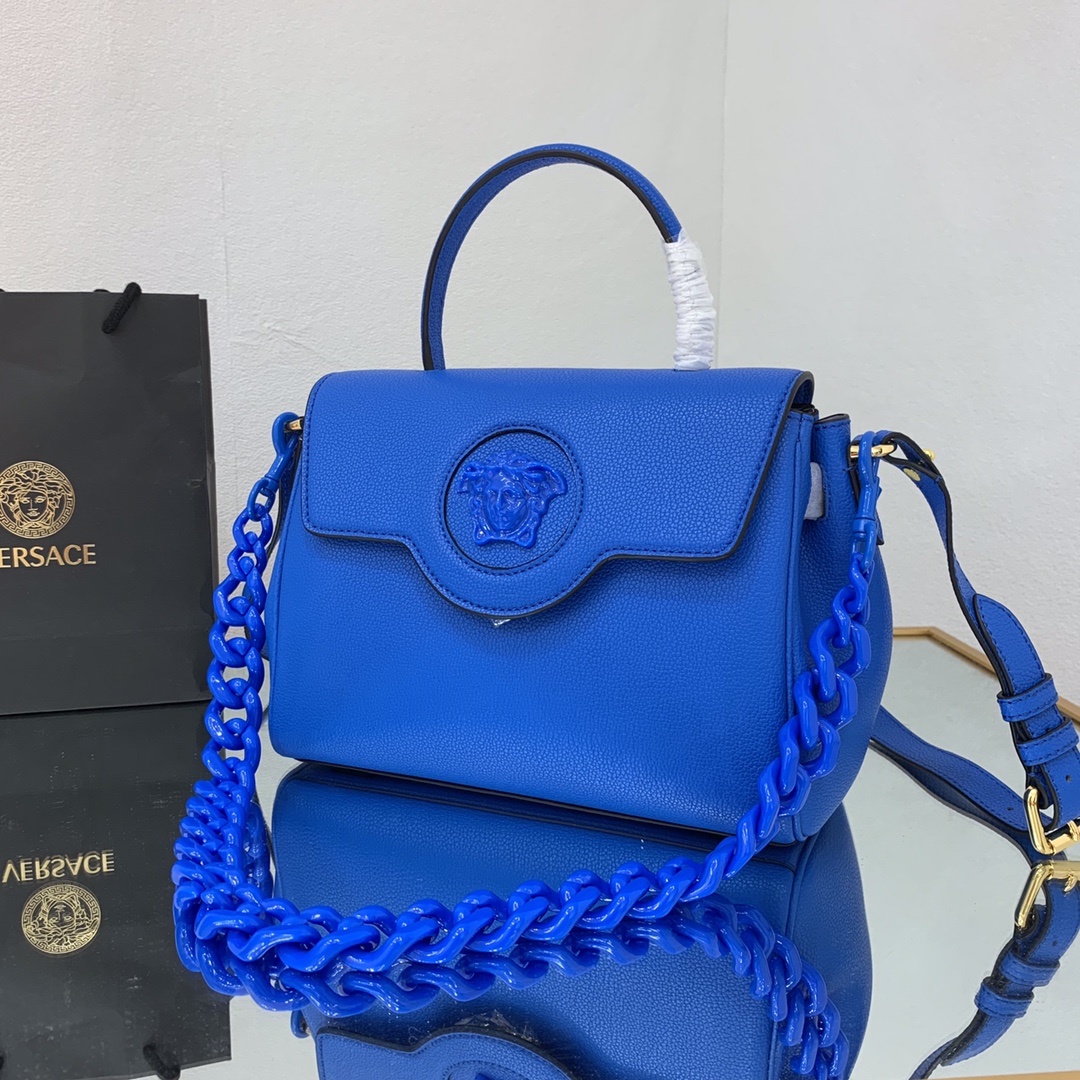 VERSACE LARGE LA MEDUSA HANDBAG Lapis DBFI038 35 x 14 x 25 cm