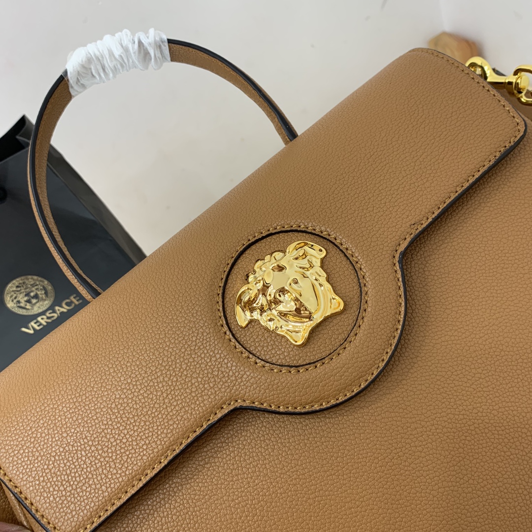 VERSACE LARGE LA MEDUSA HANDBAG Caramel DBFI038 35 x 14 x 25 cm