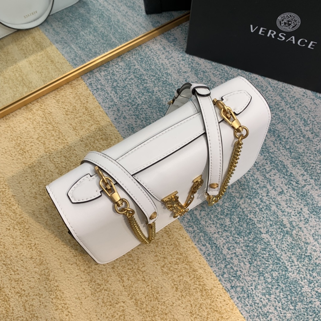 VERSACE VIRTUS Shoulder Bag White DBFG985 24 x 9 x 16.5 cm