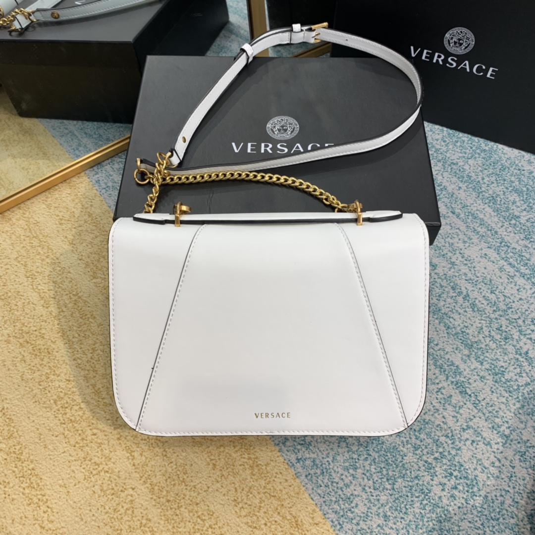 VERSACE VIRTUS Shoulder Bag White DBFG985 24 x 9 x 16.5 cm