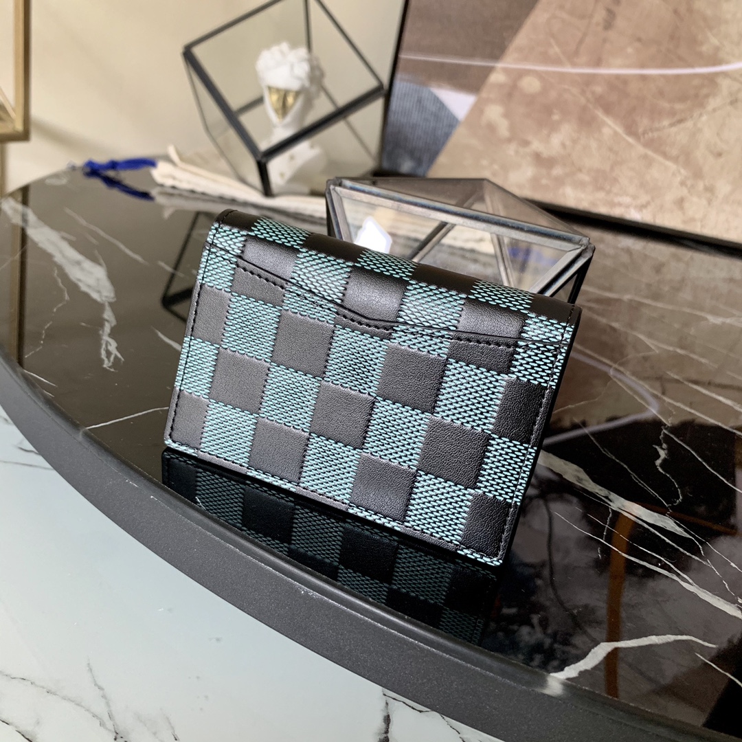 l0vis Vvtt0n pocket organizer damier graphite 3d leather green n60431 8 x 11 x 1 cm