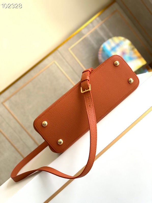 l0vis Vvtt0n capucines mm bag python leather trim and taurillon leather brown n92800 31.5 × 20 × 11 cm
