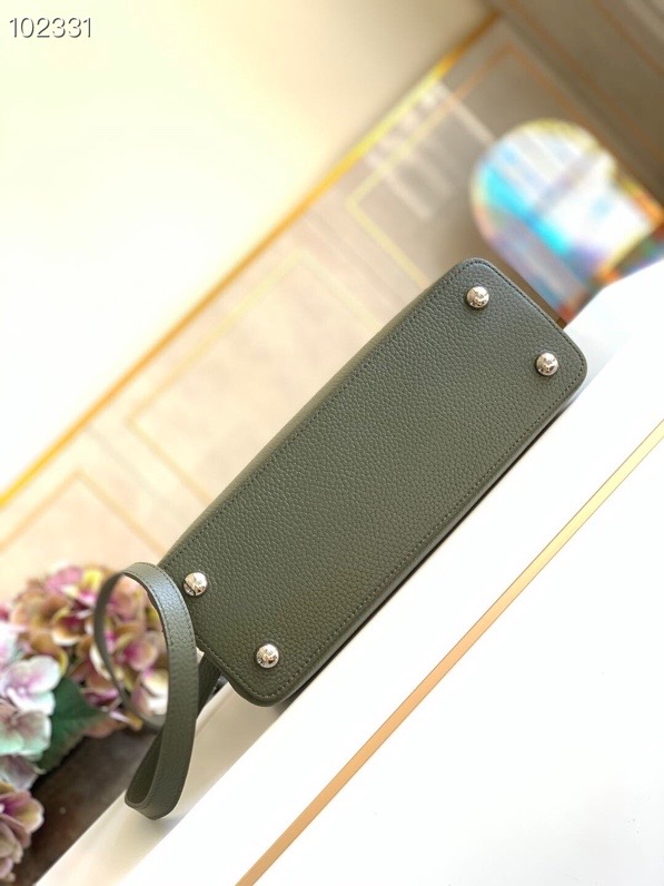 l0vis Vvtt0n capucines mm bag python leather trim and taurillon leather forest green n92800 31.5 × 20 × 11 cm