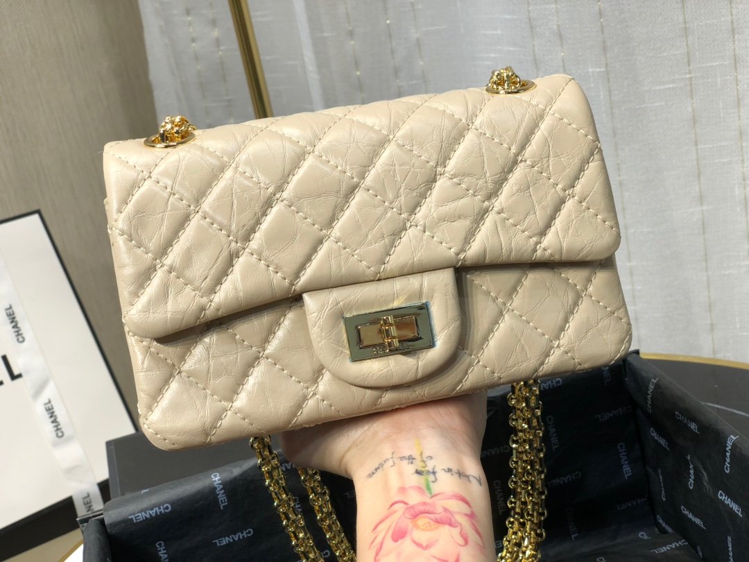 Ch**el mini 2.55 tasche light beige as0874 15,5 × 20 × 6 cm