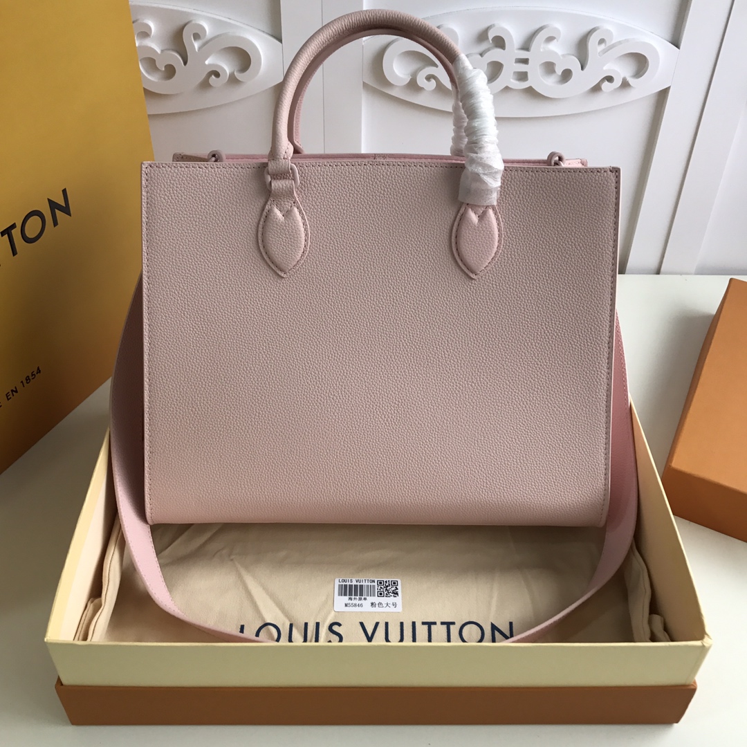l0vis Vvtt0n lockme tote mm soft grained calfskin leather pink m55846 34.5 x 28 x 12 cm
